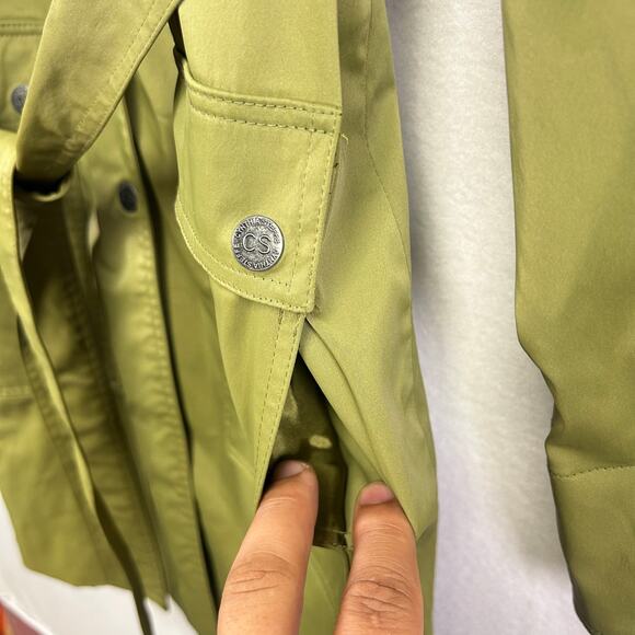 Cynthia Steffe Womans Olive Green Classic Chic Belted Trench Coat Small - Picture 5 of 11
